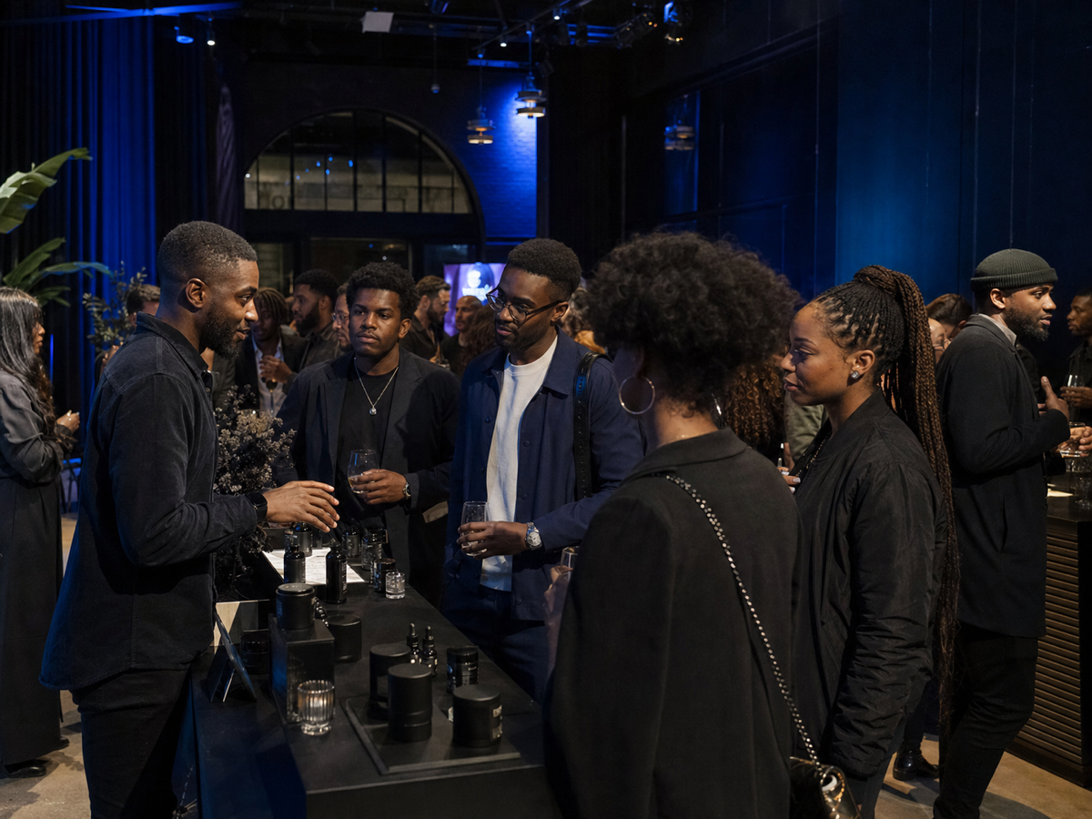 A founder presenting their brand at a 529 event