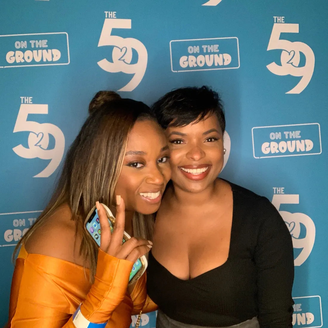Guests posing in the selfie pod at The529